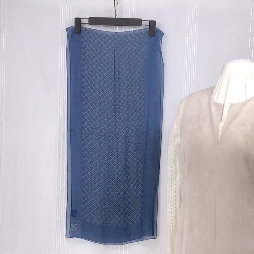 🇸🇪 Rica Sweden Blue Silk Chiffon Oblong Scarf - Picture 9 of 9